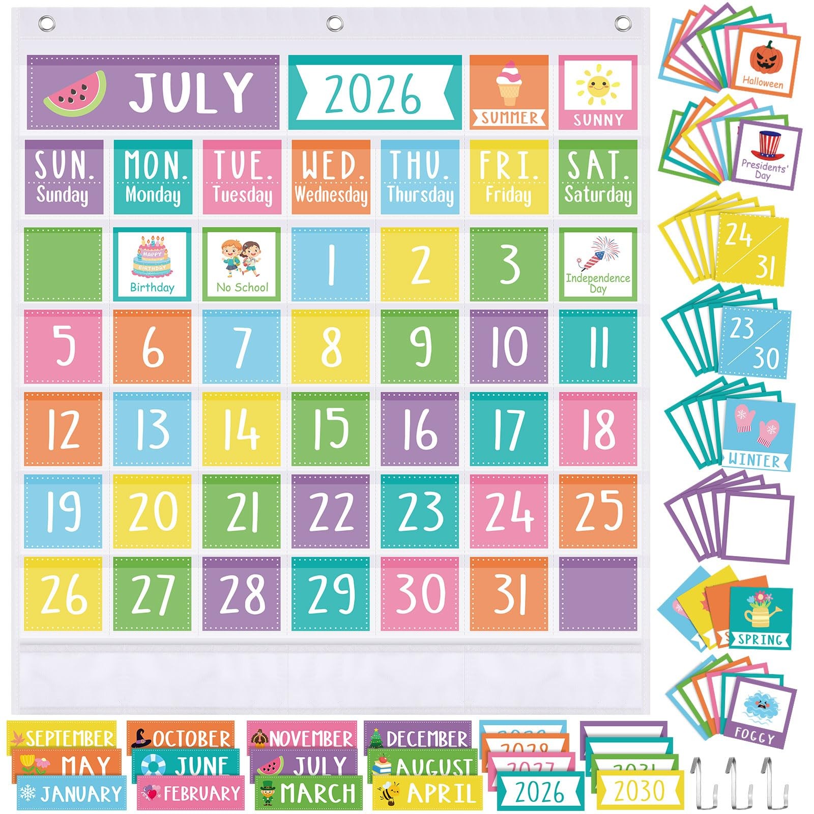 Classroom Calendar Pocket Chart Set Calendar Bulletin Board Set Seasons Festi…