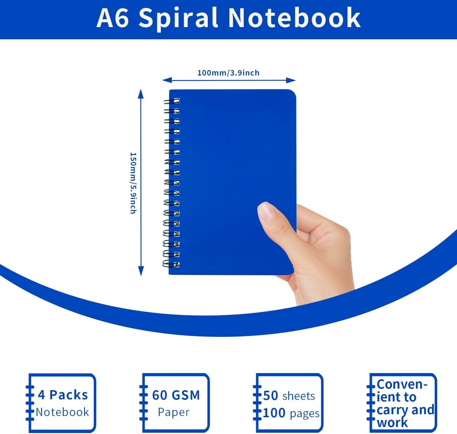 Spiral Notebook 4Pack Pocket Notebook 4.2″x 6.1″ Pocket Notepad Small Notebook (