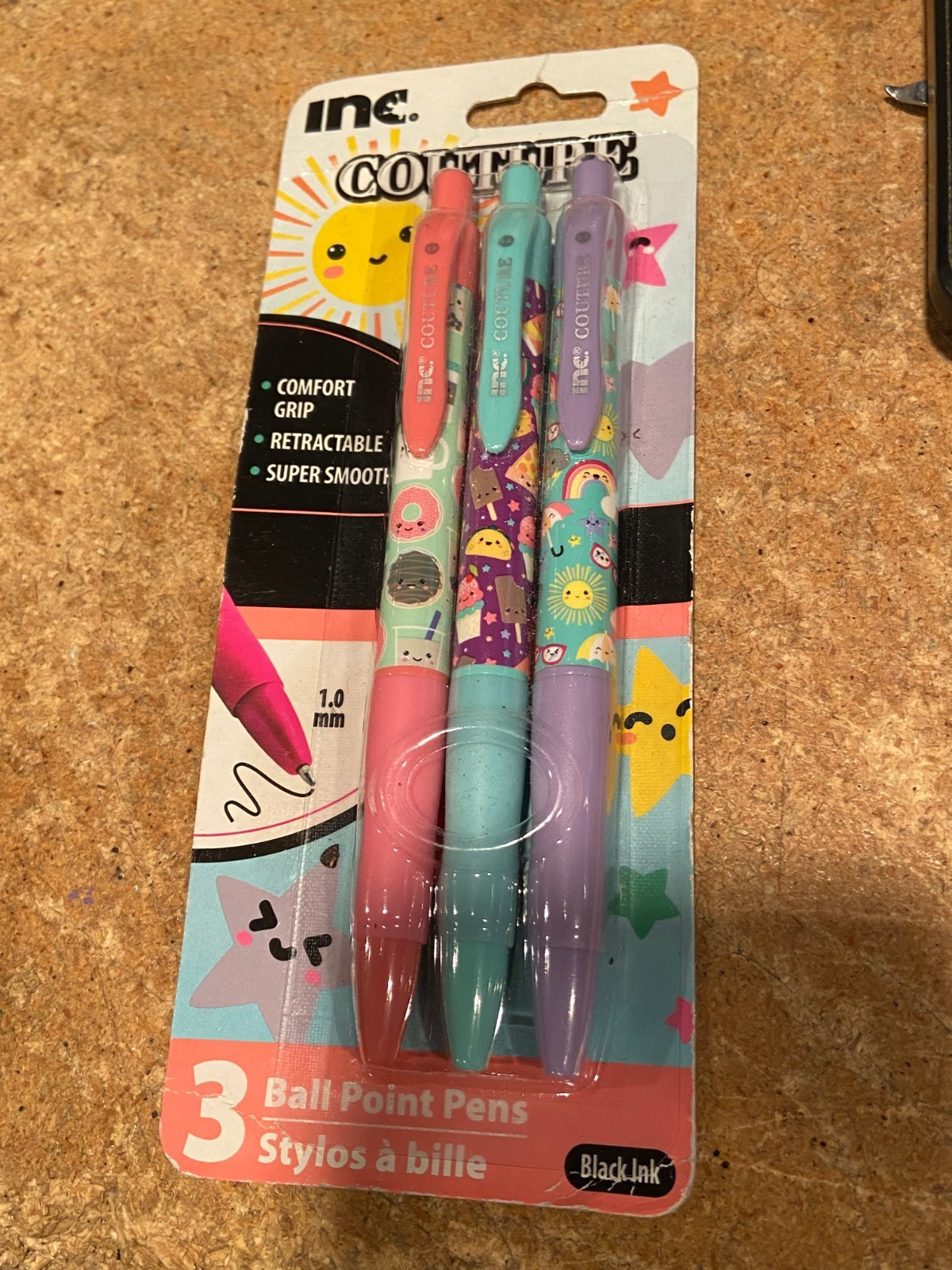 INC. Couture Girl’s 3 Ball Point Pens w/Black Ink 1.0mm *NEW/Unopened* e2