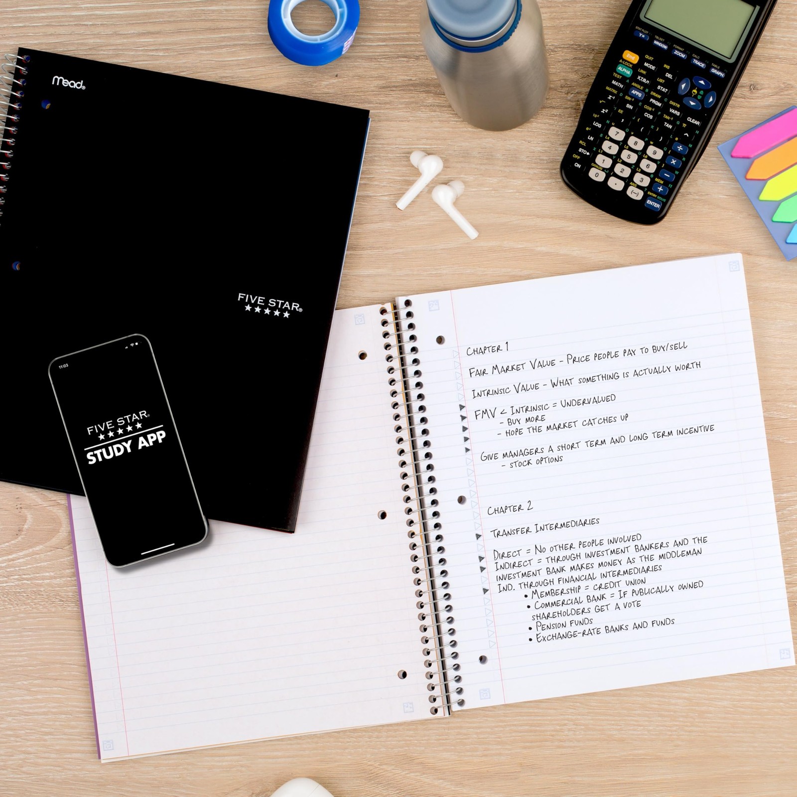 Spiral Notebook + Study App, 5 Subject, College Ruled Paper, 8-1/2″ x 11″, 20…