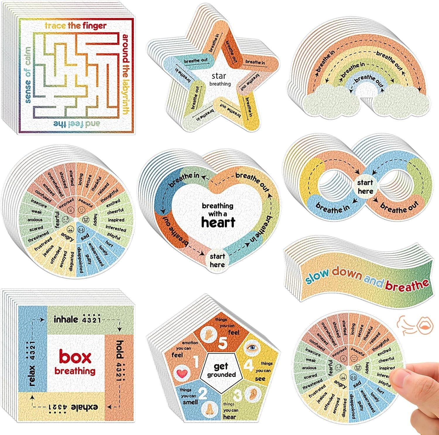 72 Pieces Anxiety Sensory Stickers Textured Stickers Fidget Mindfulness Stick…