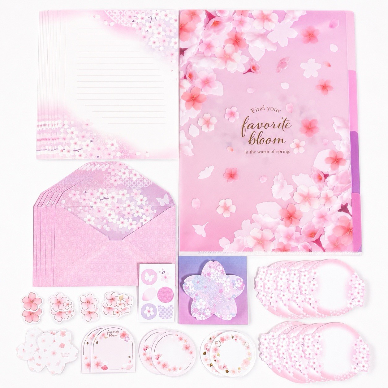 Sakura Stationery Gift Set 52 Pieces Japanese Cherry Blossom Letter Writing Kit
