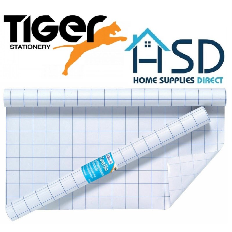 Tiger Clear Sticky Back Plastic Book Cover Film Adhesive Roll Protector 50cm x3m