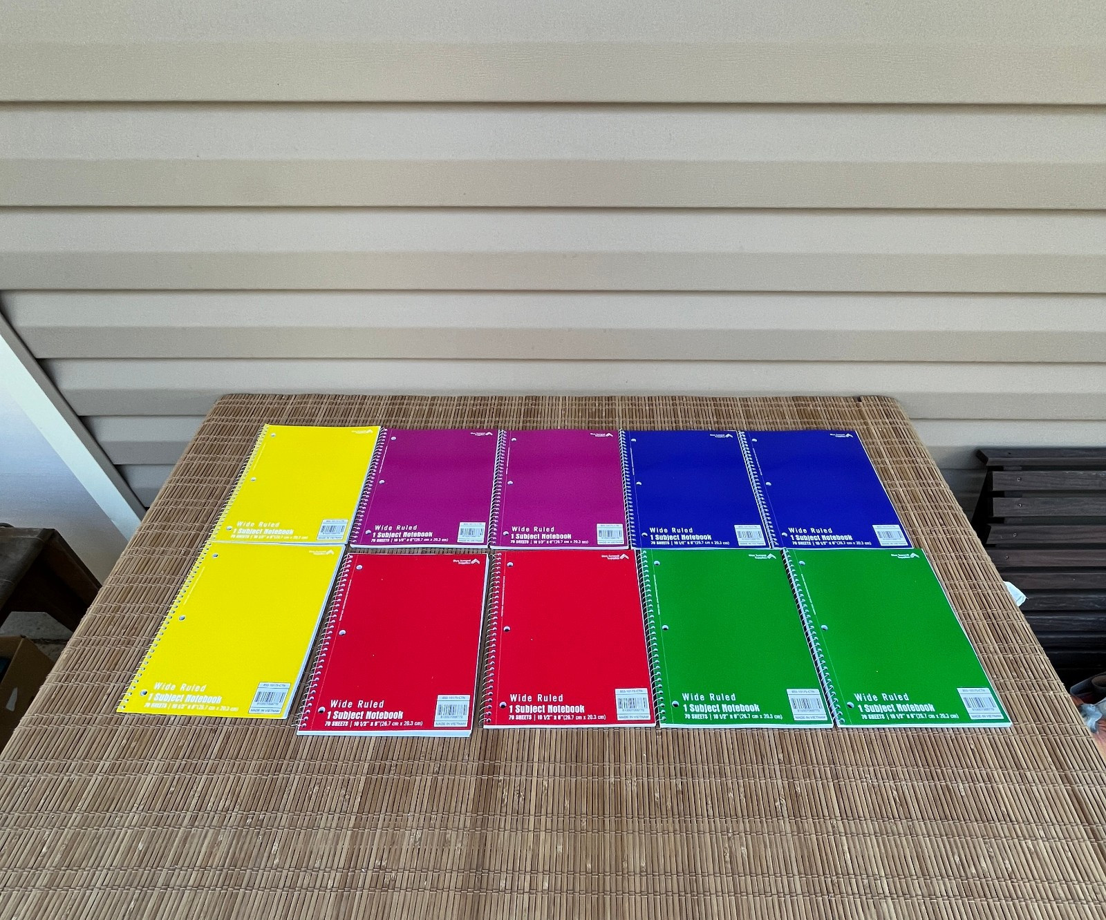 Lot Of 10 Multi Cloor cover Wide rule 70 sheet notebook