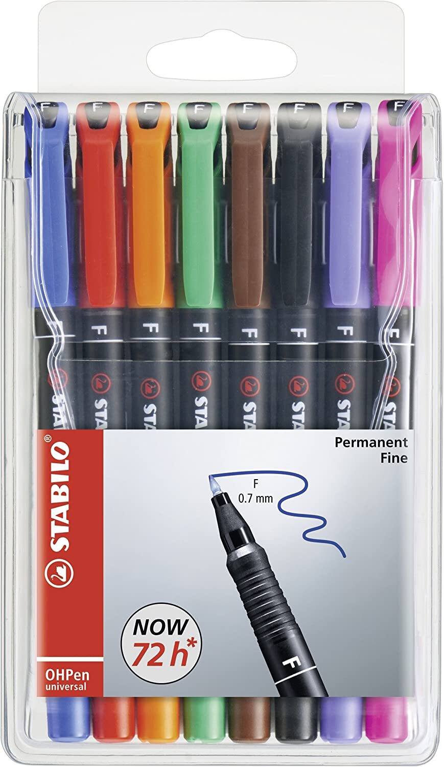 Stabilo Permanent OHP Pens CD DVD Marker pens Wallet of 8 Assorted Colours