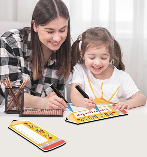 First & Last Day of School Chalkboard for Kids Girls Boys, 4.4″x12.6″ Double