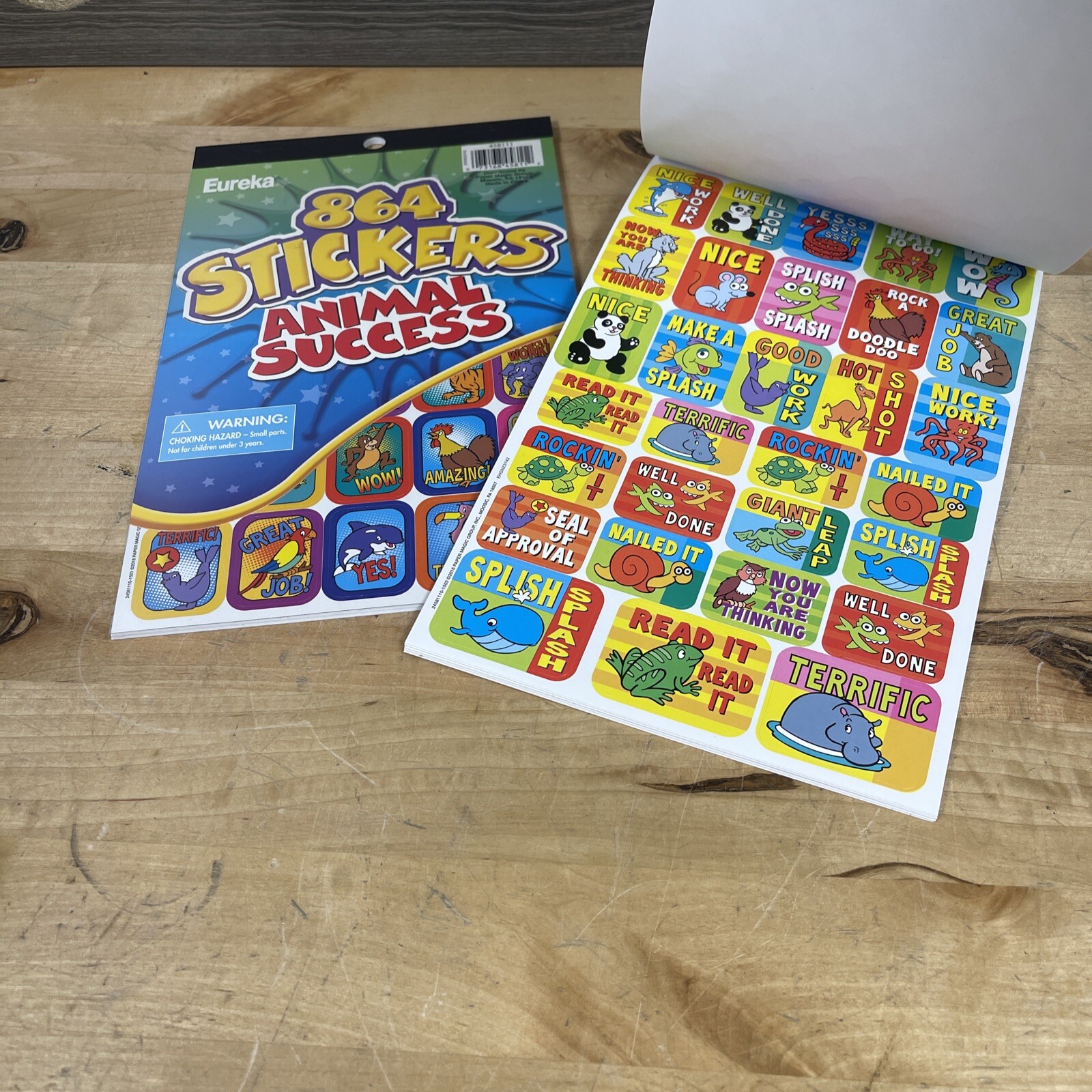 2 Pack Eureka Animal Stickers Reward Stickers For Teachers, 864 pcs Each New