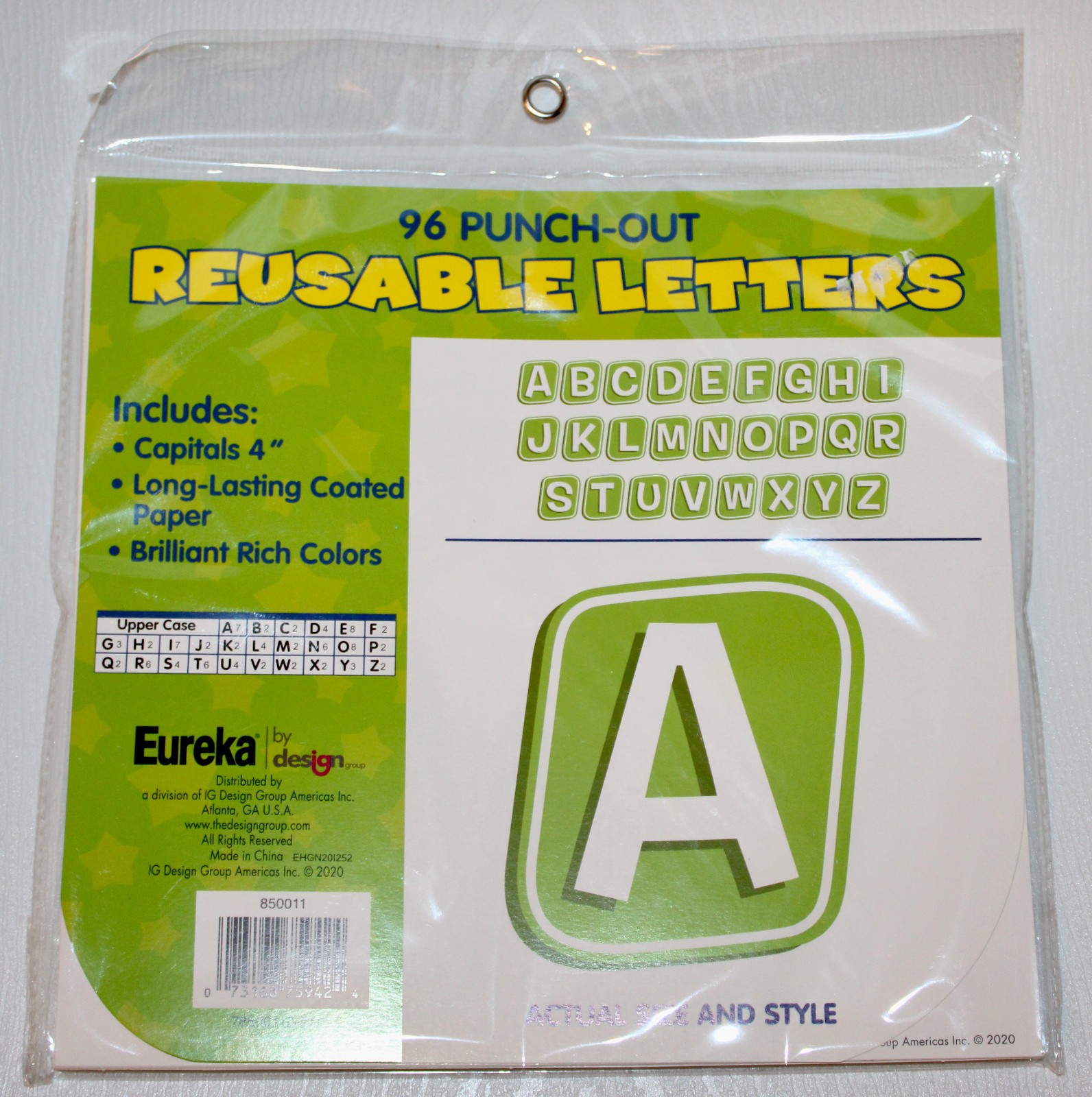 New Eureka 4-inch Green Retro Mod 96ct Reusable Card Stock Letters