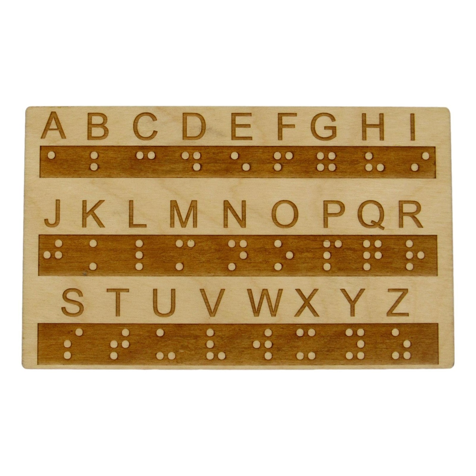 Wood Braille Alphabet Board with Raised Dots – Great Montessori Educational Tool