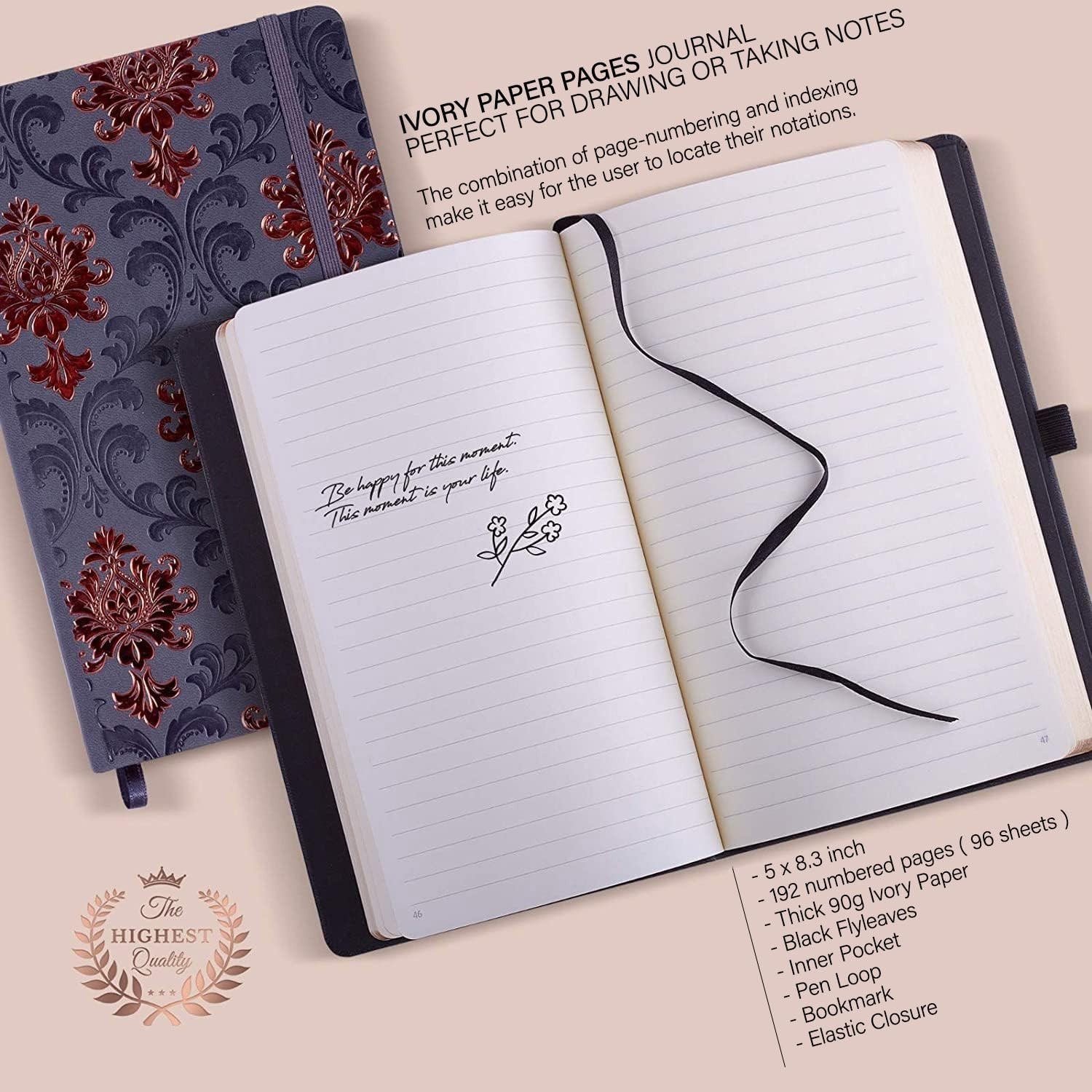Exclusive Writing Journal for Women and Men – Handmade in Italy with Ivory Pa…