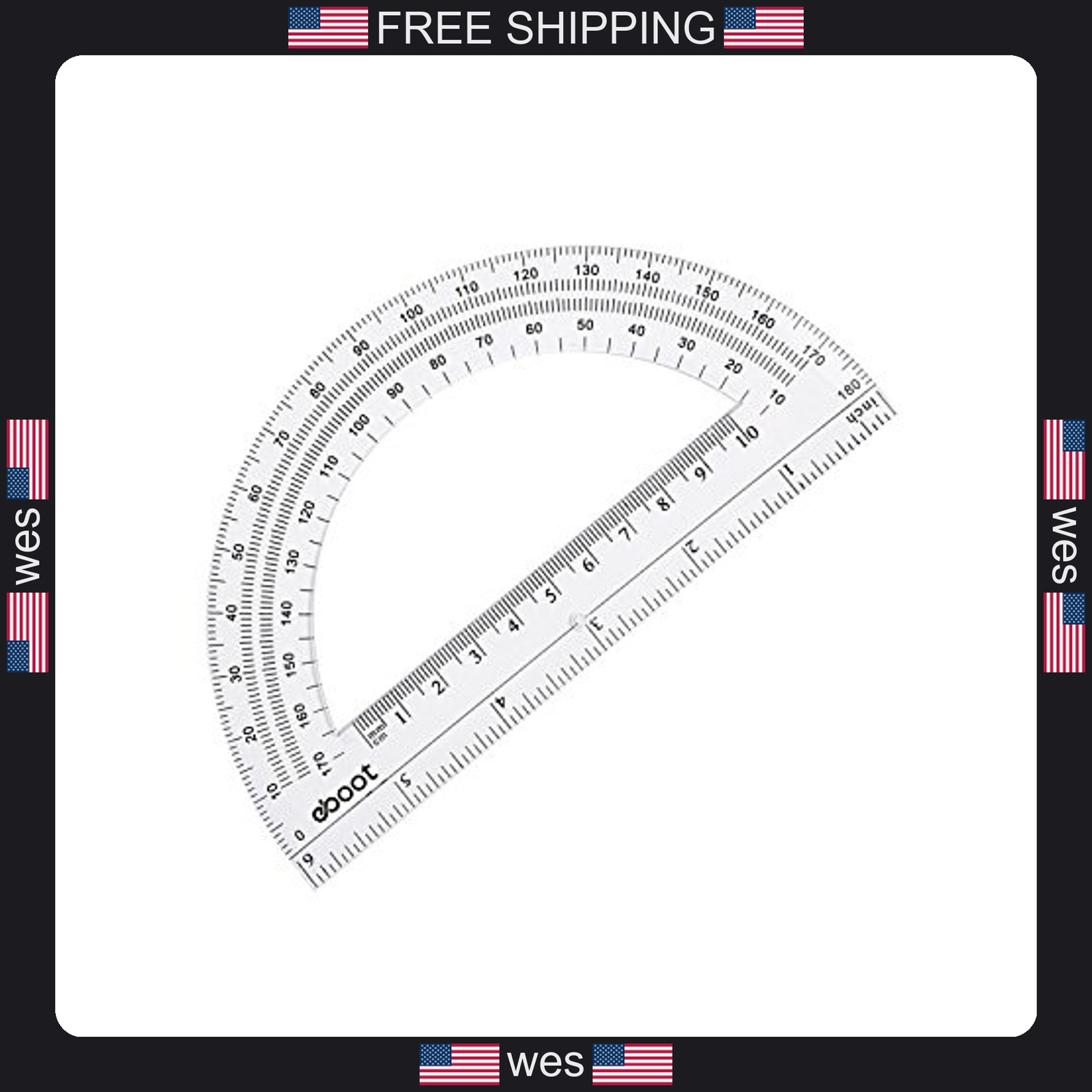 2 Piece Plastic Protractor Set 4 Inch and 6 Inch Clear Geometry Tools