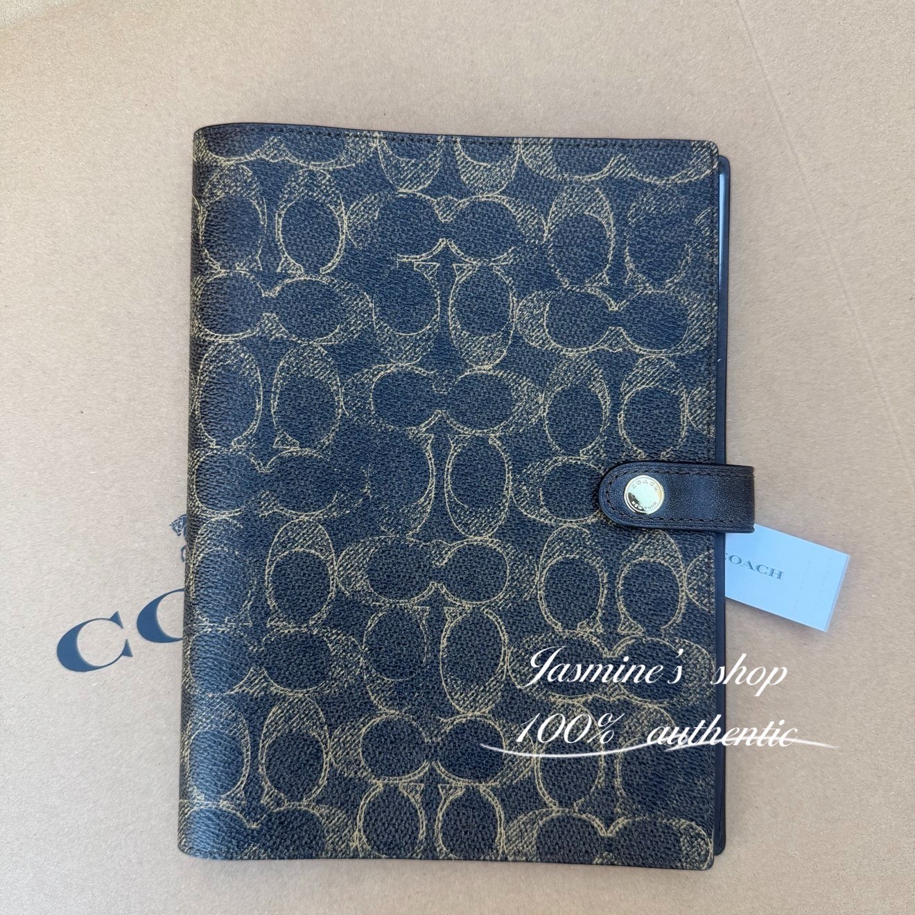 NWT Coach Notebook In Signature Canvas Gold/Brown CDC99