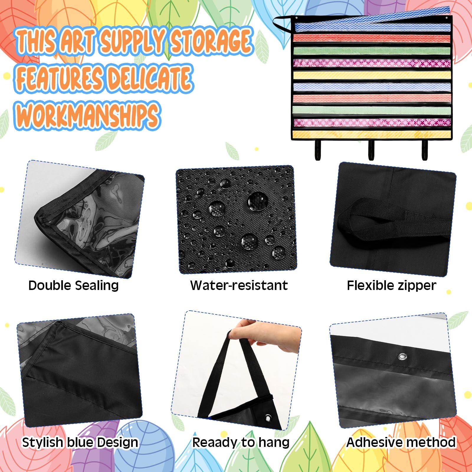 48 x 39 inch Bulletin Board Border Storage, Foldable Border Storage Pocket Ch…