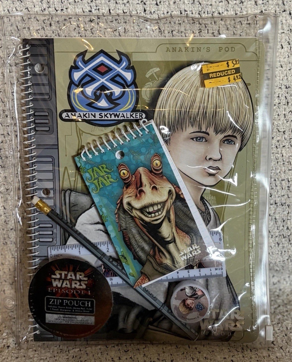 RARE CONDITION Star Wars Episode I Zip Pouch Notebook Set 10.5 x 8 in Multicolor