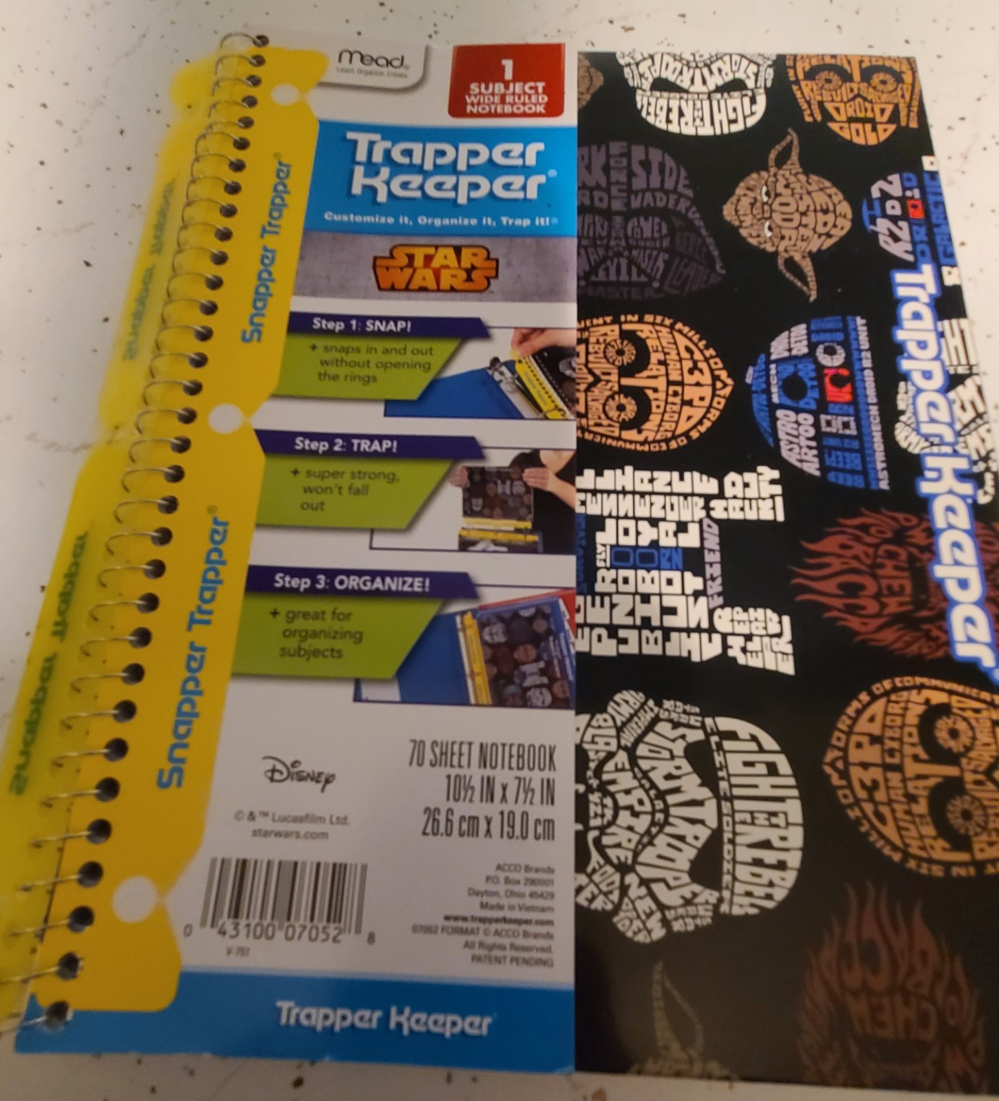 Star Wars Trapper Keeper 1 Subject Wide Ruled 70 Sheet Notebook Brand New