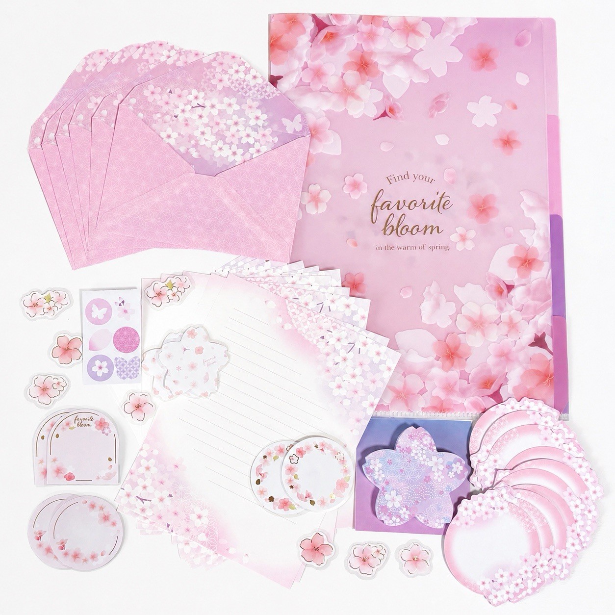 Sakura Stationery Gift Set 52 Pieces Japanese Cherry Blossom Letter Writing Kit