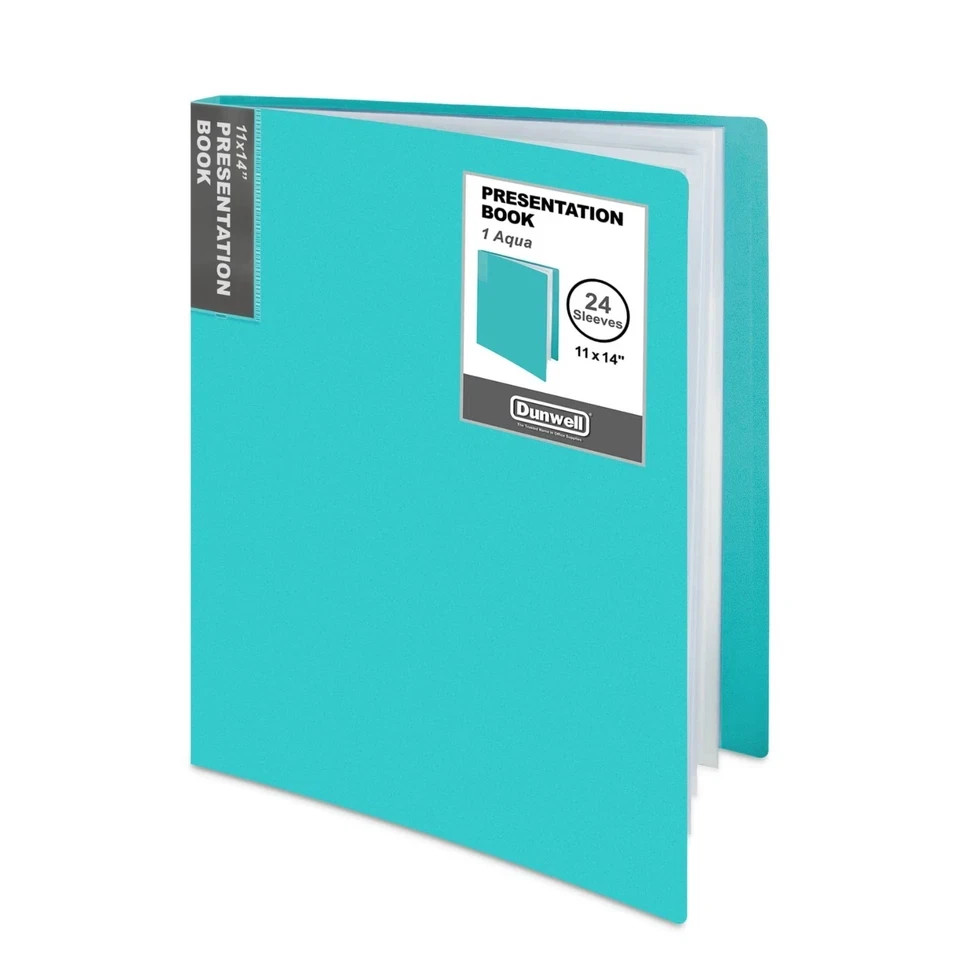 Dunwell 11×14 Art Portfolio Folder (Aqua), Presentation Binder with 24 Pocket…