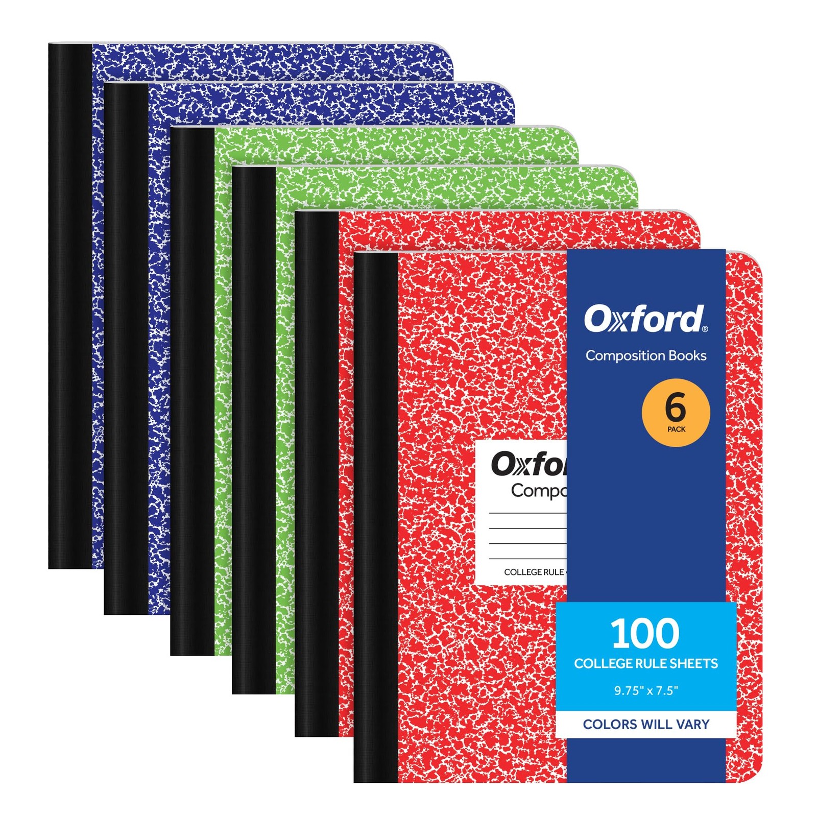 Composition Notebook 6 Pack, College Ruled Paper, 9-3/4 x 7-1/2 Inches, 100 S…