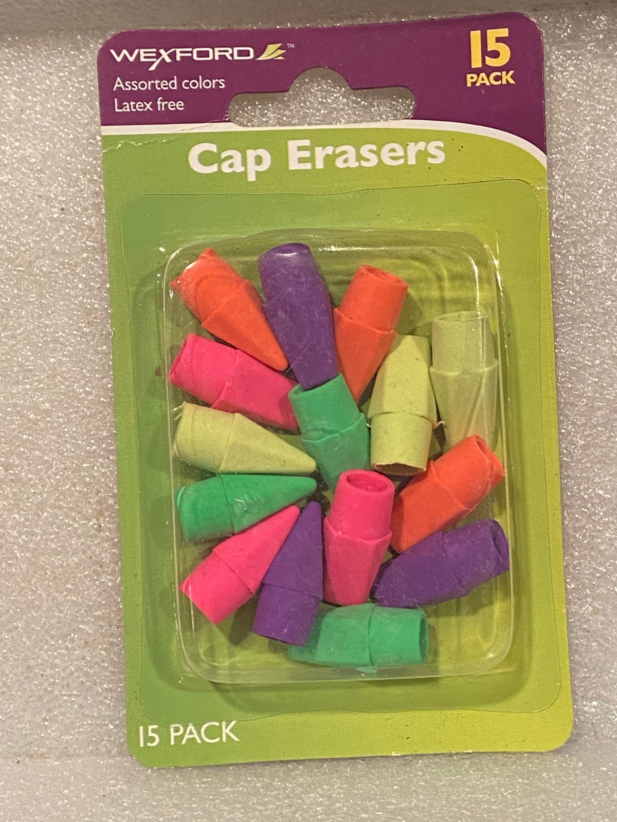 1 Pack Wexford Cap Eraser 15 Pack Different Colors *NEW* SDT2