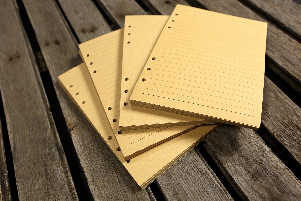 Refill kraft paper 6 hole for leather journal inserts 80 sheets (160 pages)