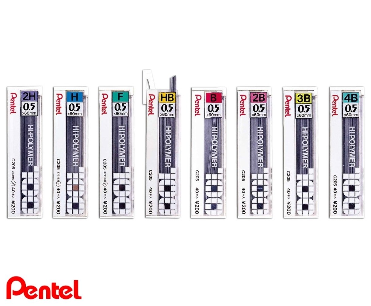Pentel HI-POLYMER 0.5mm*60mm Pencil Lead C205 40 pcs/1 Pack (Select)