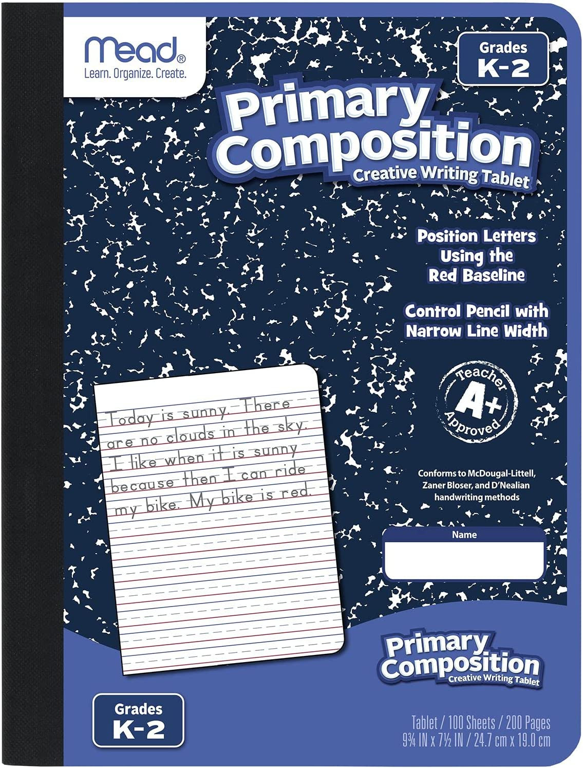 Primary Composition Book, Primary Ruled Journal, Grades K-2, 7-1/2″ x 9-3/4″, 10