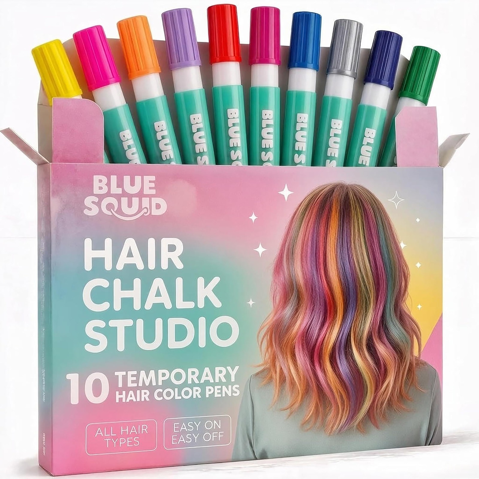 Blue Squid Hair Chalk for Girls Pens – 10 1 Count (Pack of 10), 10