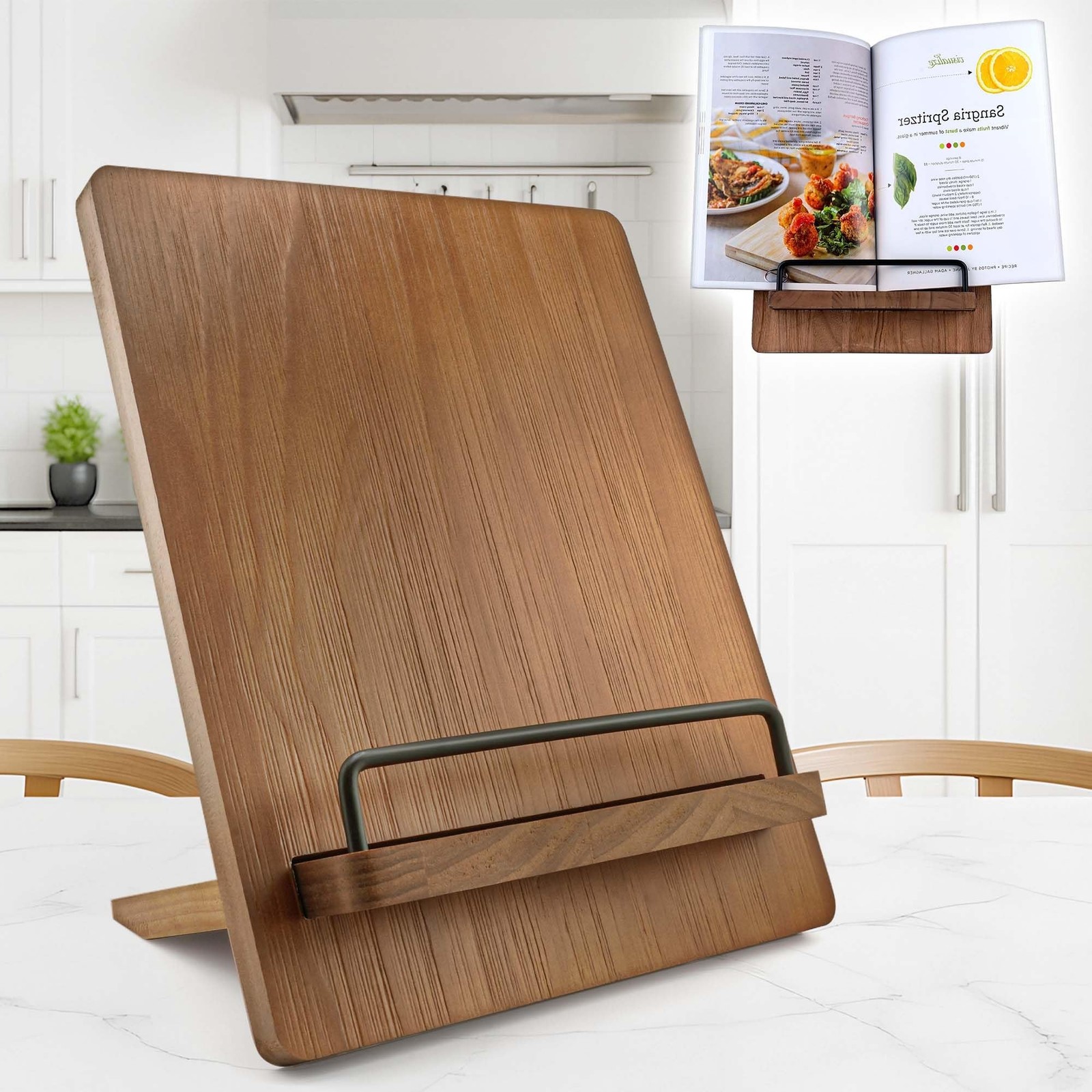 Wood Cookbook Stand Cookbook Holder: Kitchen Adjustable Cookbook Holder Recip…