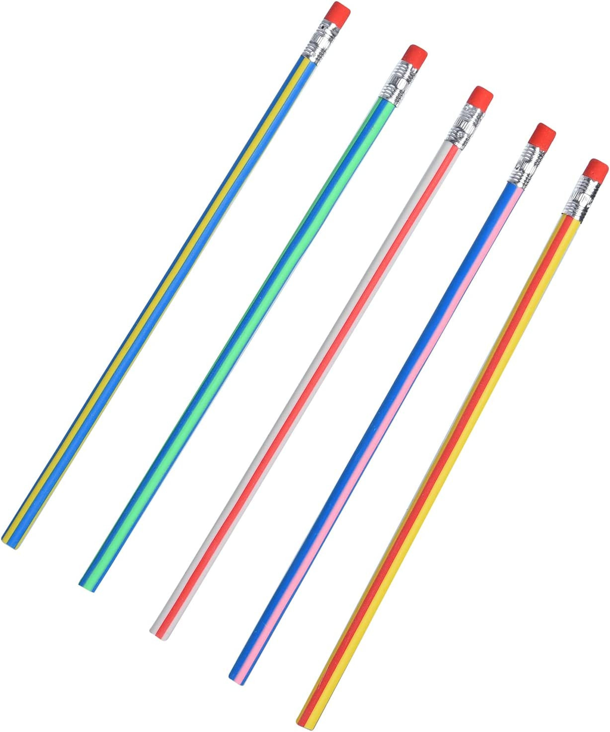 40PCS Bendy Fun Pencils for Kids,Magic Bendable Flexible Colorful Stripe Soft Ru