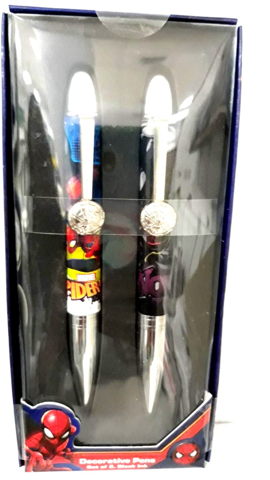 Marvel Spider-man Decorative Graphic Multicolored Pens Set of 2 Black Ink