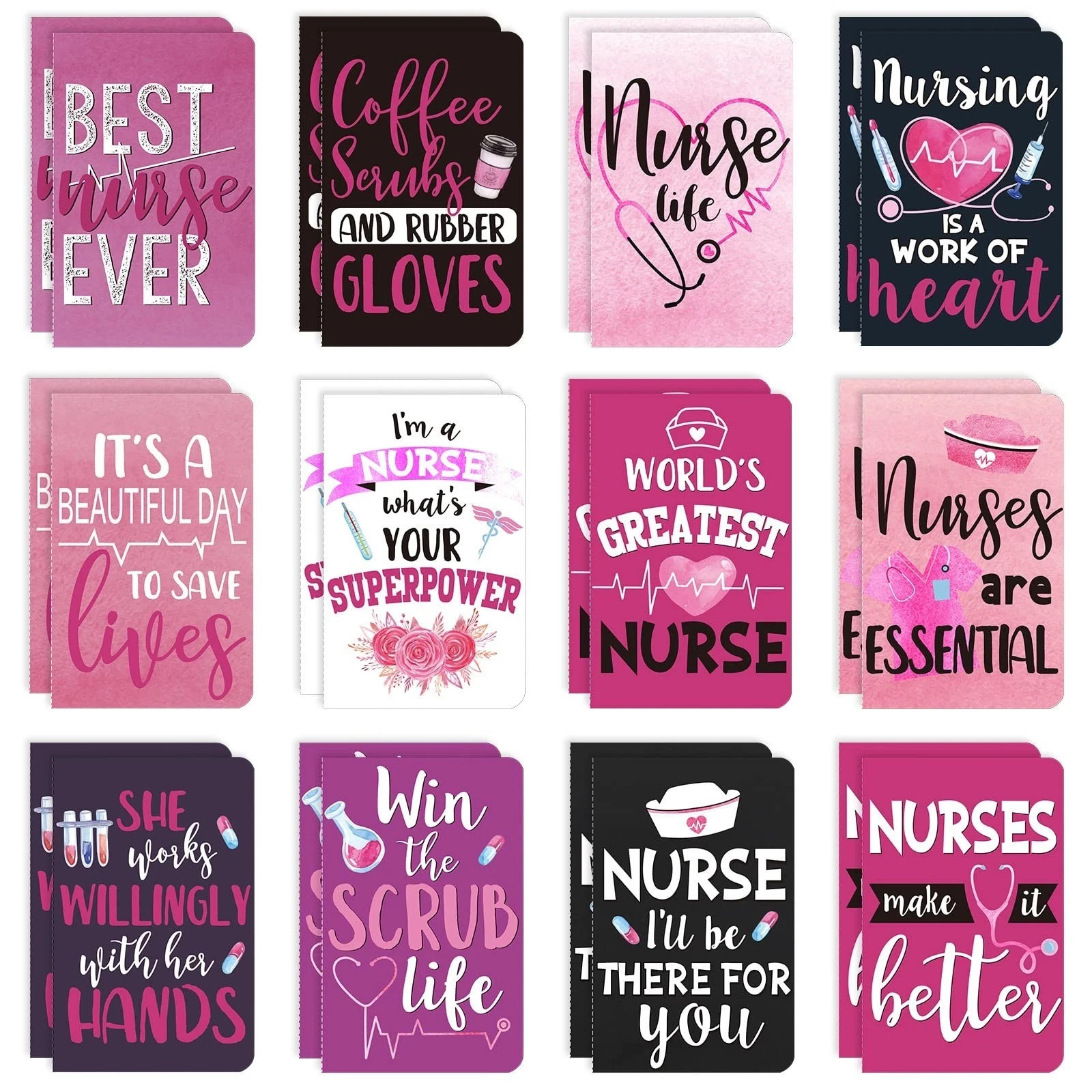 Nezyo 24 Pcs Nurse Notebooks Appreciation Gifts Mini Pocket Notepads Nurse We…