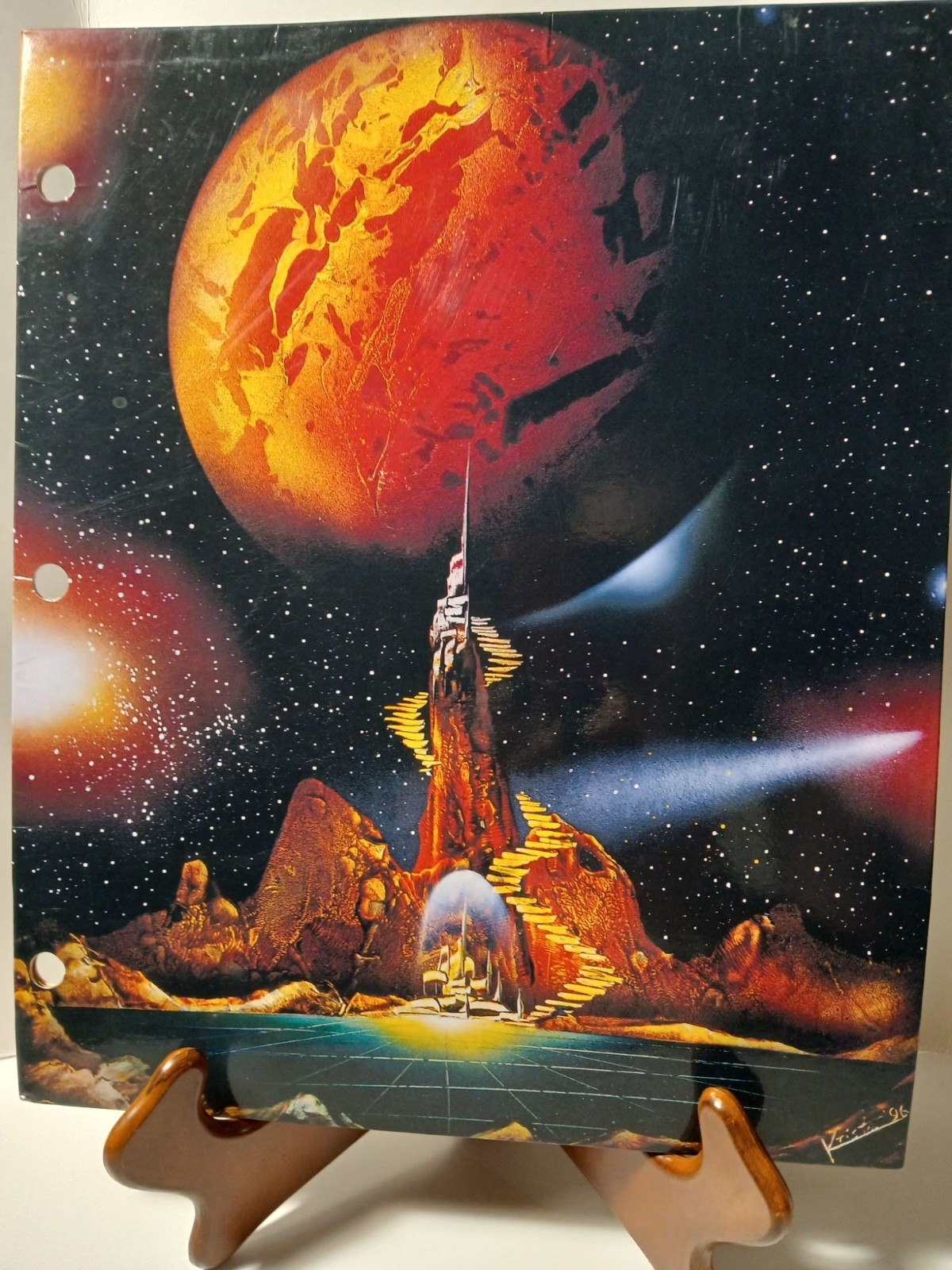 Vintage 90s Space Starpaint Krista Dodson Raymond Geddes 3 Ring Folder Binder