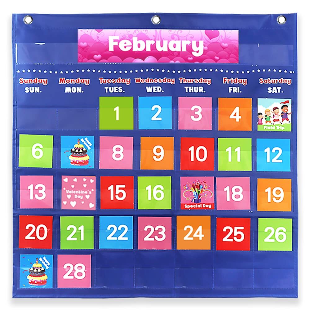 Calendario Pocket Colorido Para Ninos Aprendizaje En Clase Con Tarjetas