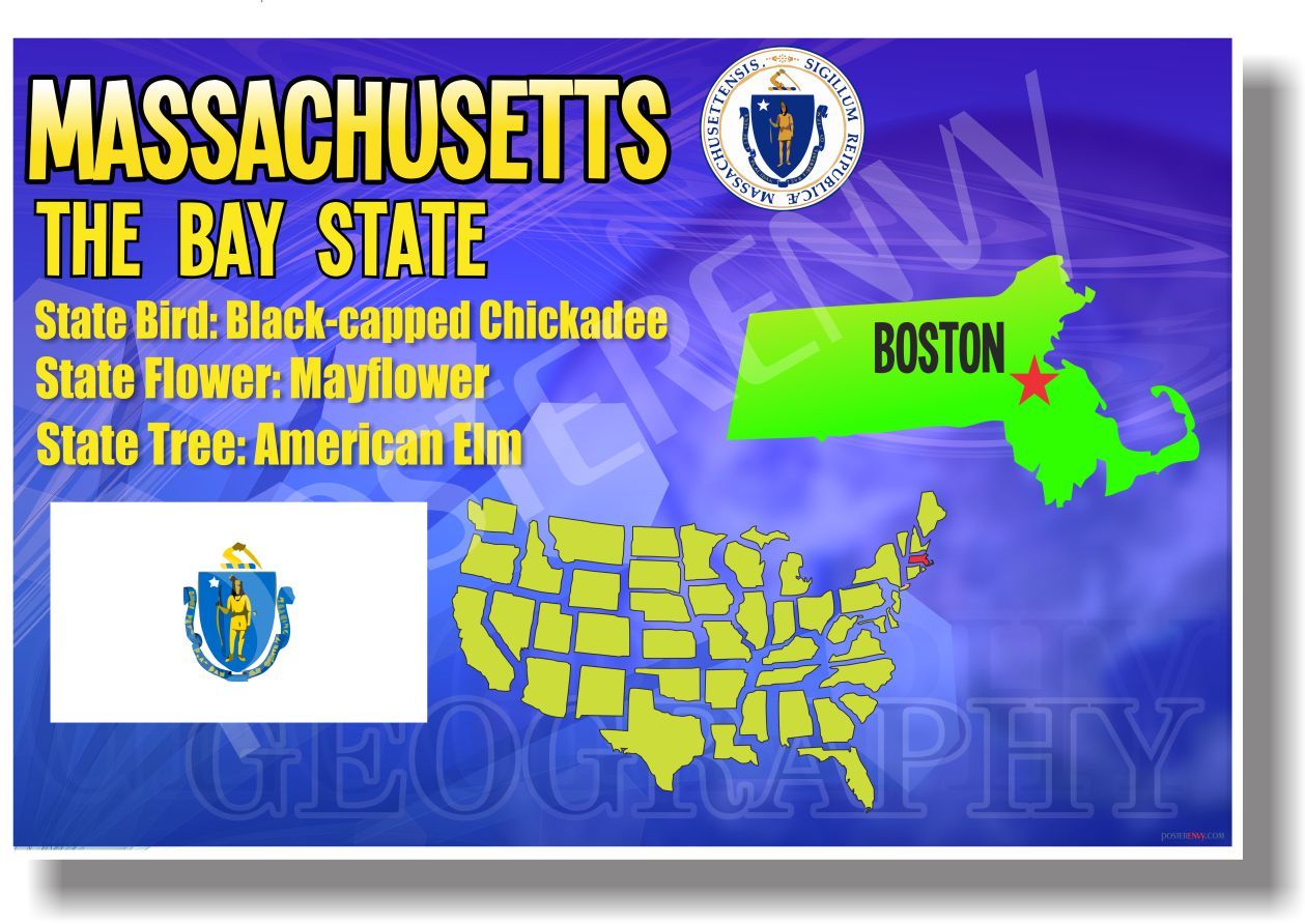 Massachusetts Geography – NEW U.S State Travel POSTER