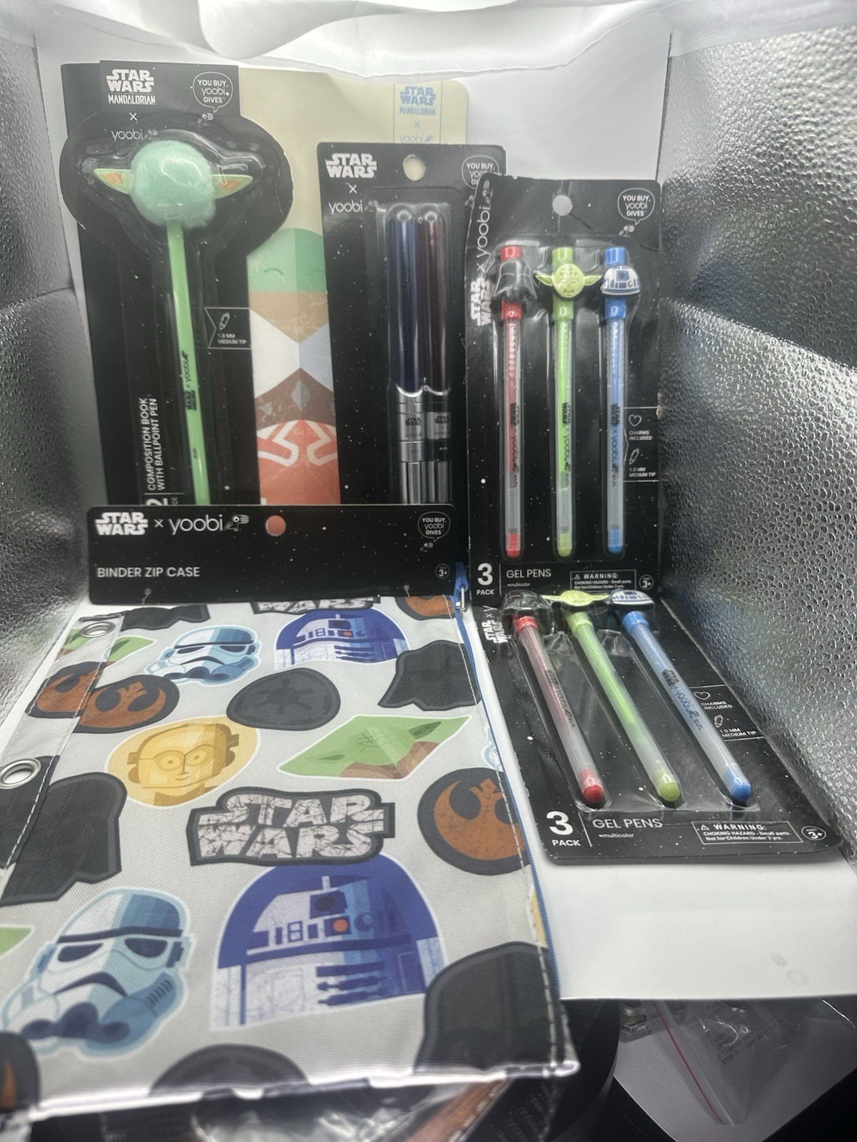 Star Wars Yoobi School Supply Bundle Notebook Binder Case 9 Pens