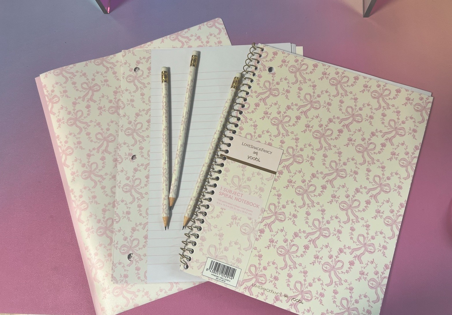 LoveShackFancy x Yoobi A5 Pink/White Floral Spiral Notebook & Folder Set