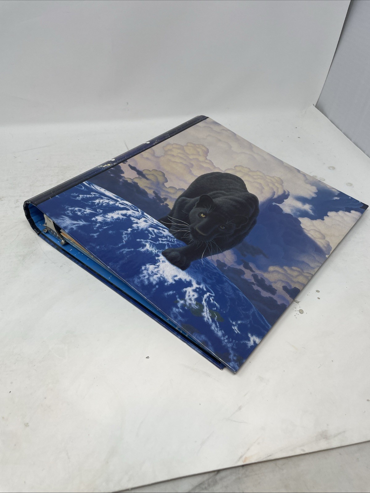 Vintage Mead Schimmel 3 Ring Binder Black Panther With Folders