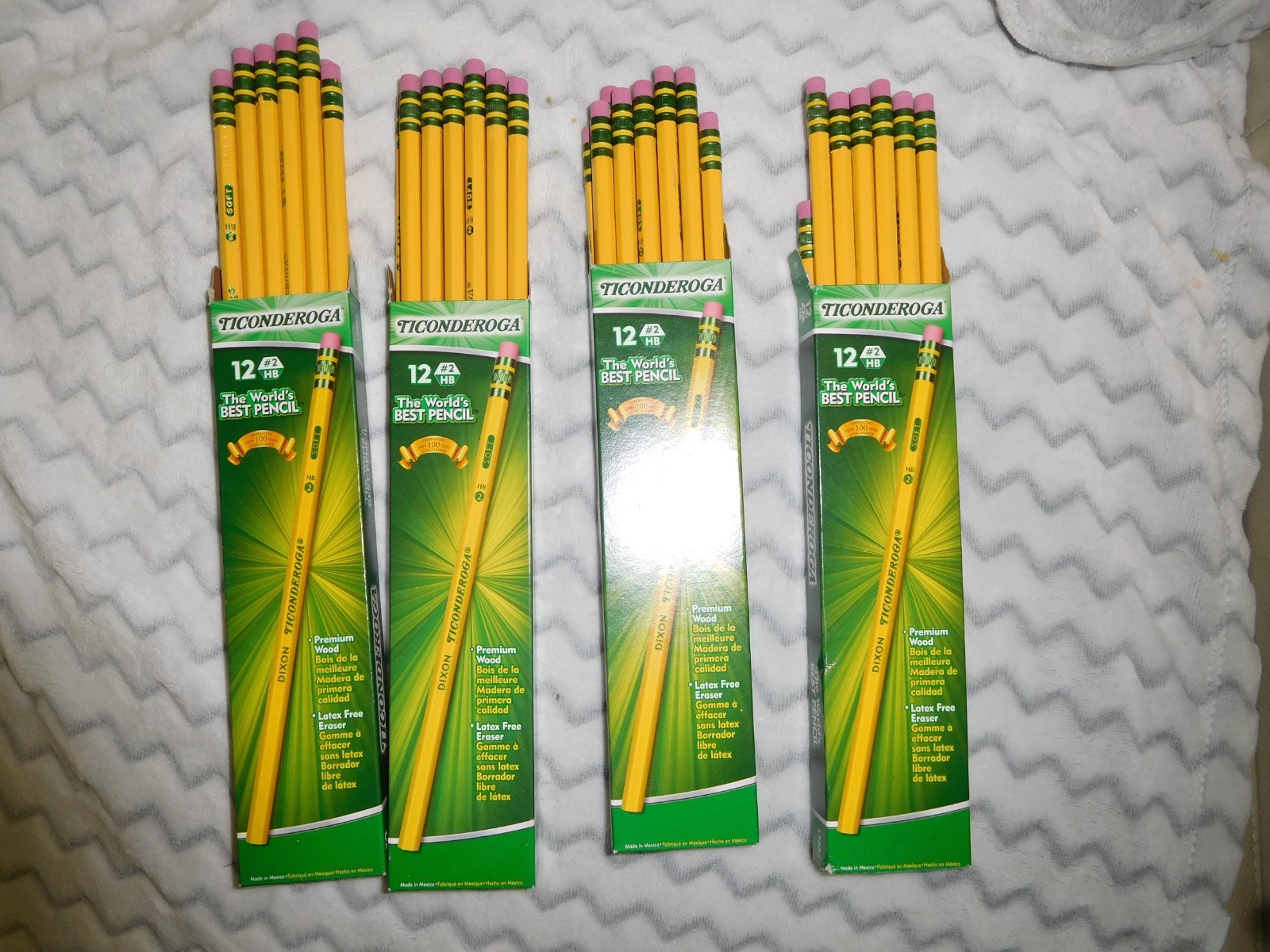 4 Boxes of Packs of 12 Ticonderoga Wood Pencils ~ #2 HB Soft Yellow 13882
