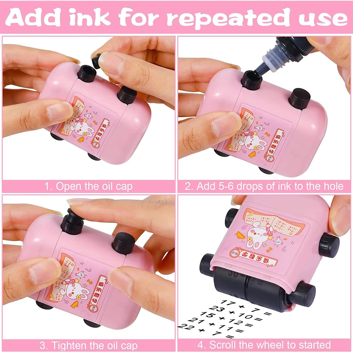 Teaching Stamp 2 in 1Fill in the Blank Roller Reusable Math Roller Stamp Design