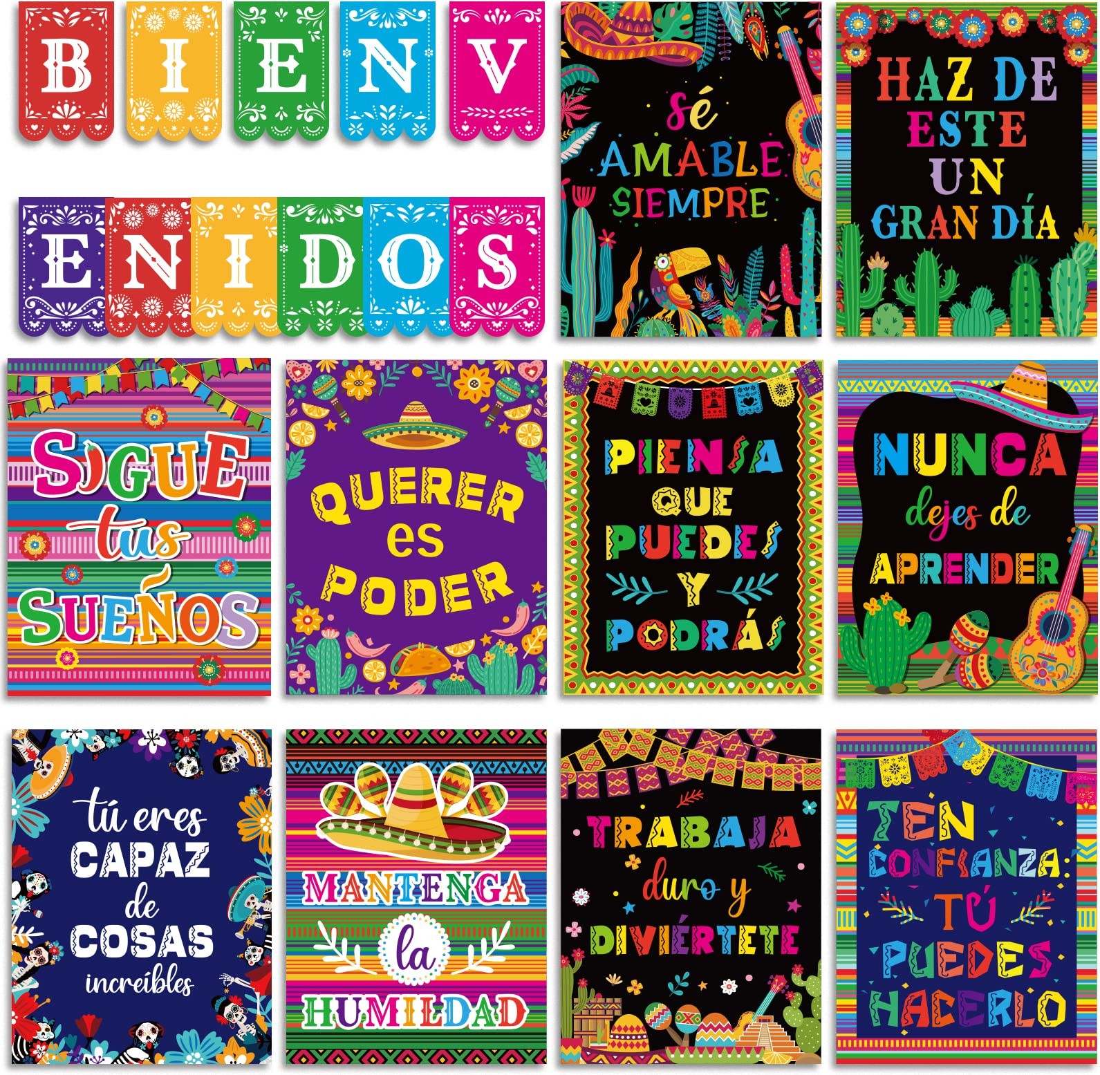 gisgfim 21 Pieces Bienvenidos 14 x 11 inches, 6.5 x 9.4 Multicolor