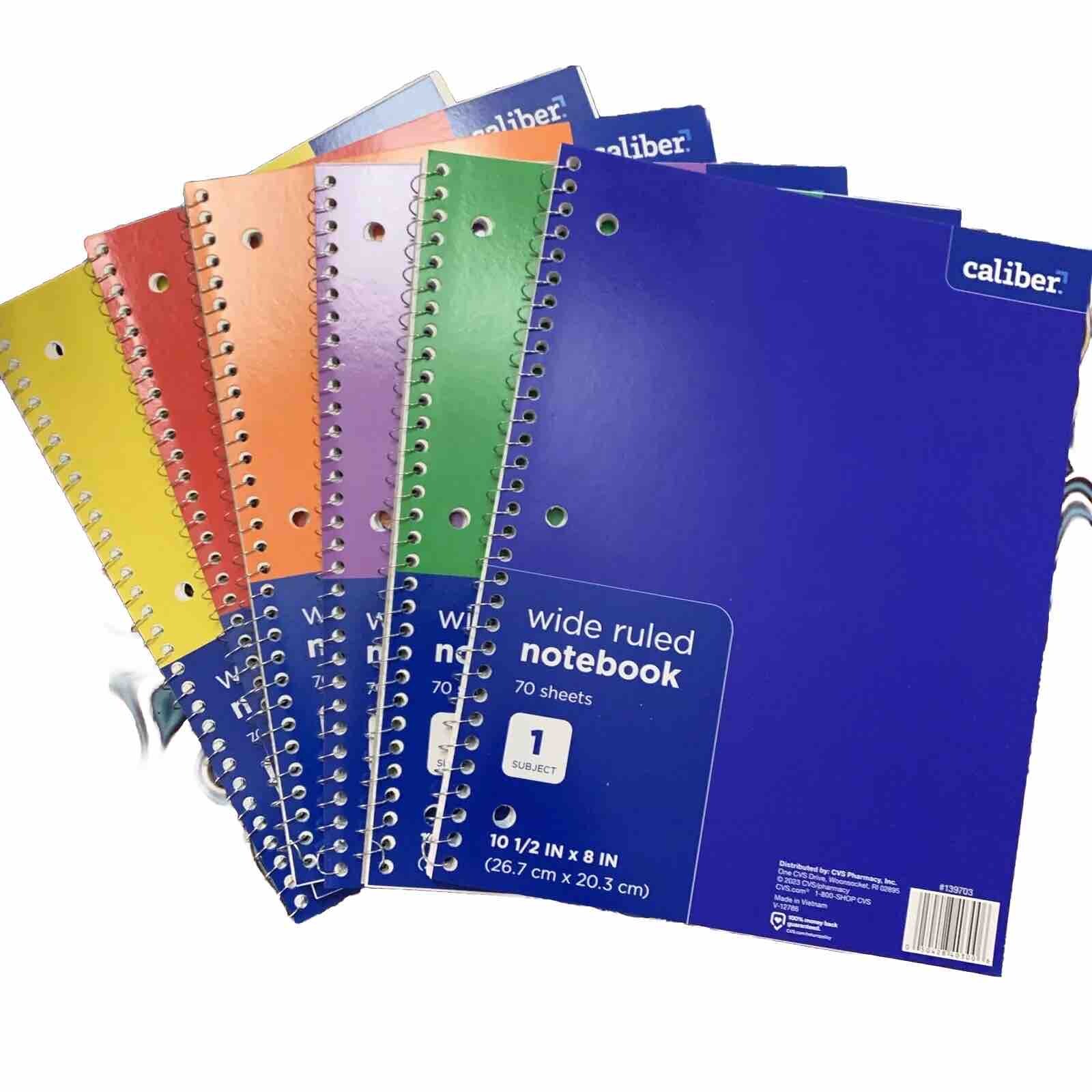 Caliber Spiral Spiral Notebooks, 6 Pack, 1 Subject, College Ruled Paper 70 Sheet