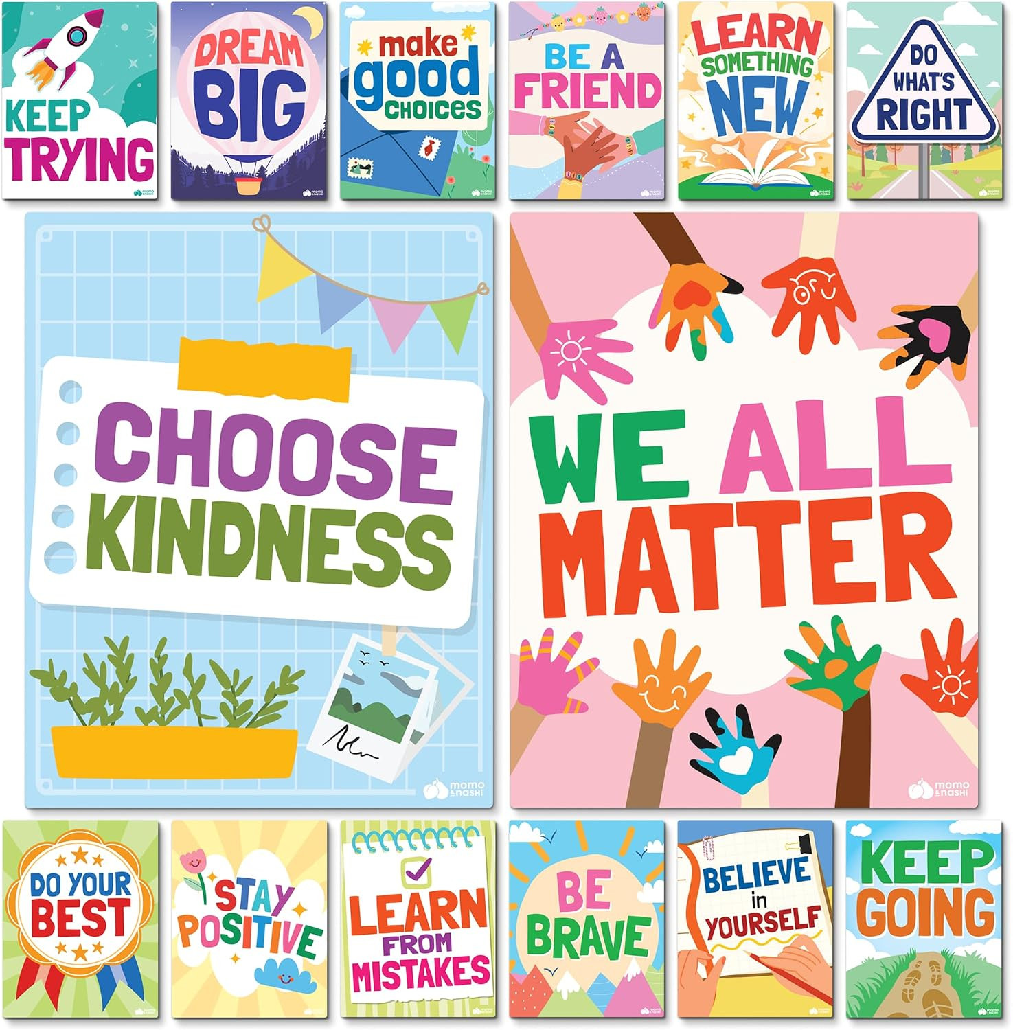 Motivational Posters for Classroom Decor – 14Pc Inspirational Positive Affirmati
