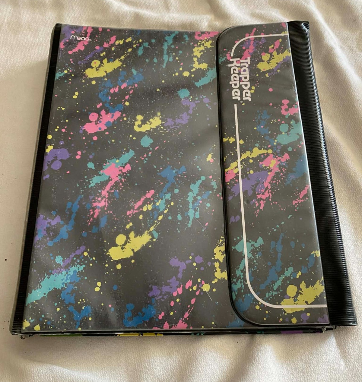 Vintage Trapper Keeper Binder Original 1990 Paint Splatter Neon Retro 90s Folder