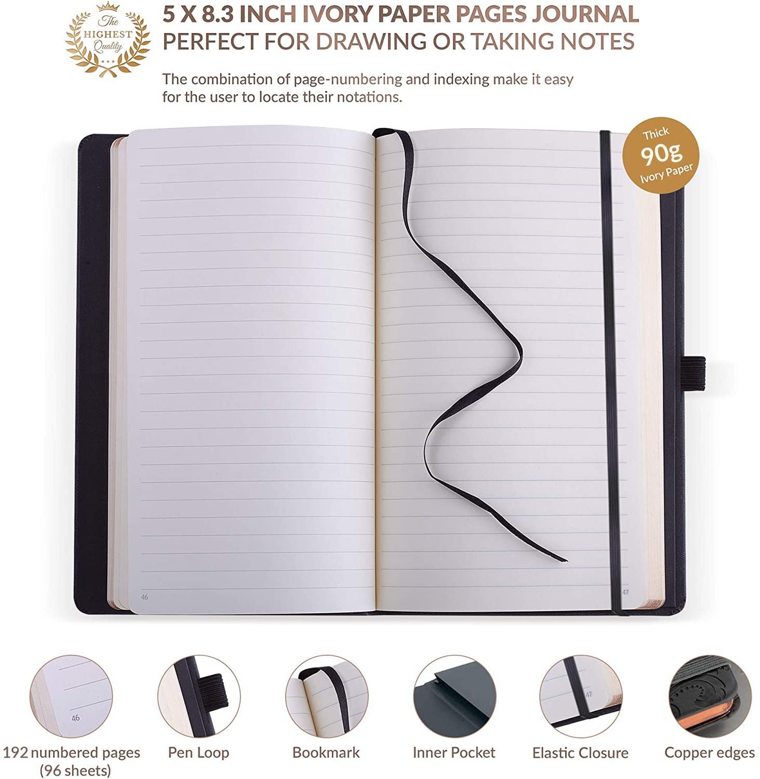 Exclusive Writing Journal for Women and Men – Handmade in Italy with Ivory Pa…