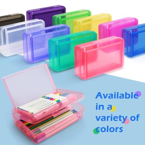 1 Pack Double Layer Hard Pencil Cases, Plastic Translucent Pencil Box Clear