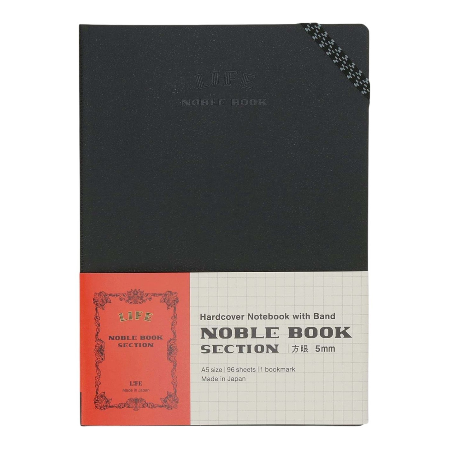 Life Noble Notebook A5 Grid Black Leather Cover Japan Made