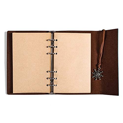 Leather Writing Journal Notebook, Vintage Nautical Spiral Notebook Black
