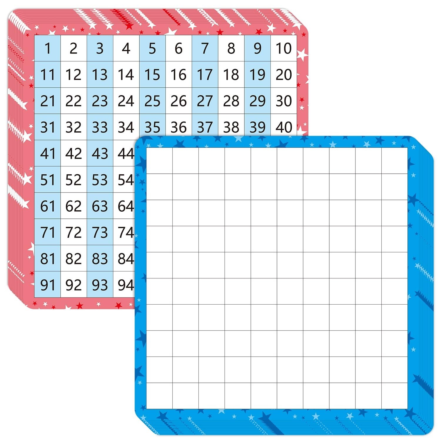 10 Pack Dry Erase Math Hundred Board Card Laminated Double Sided Number 1-100…