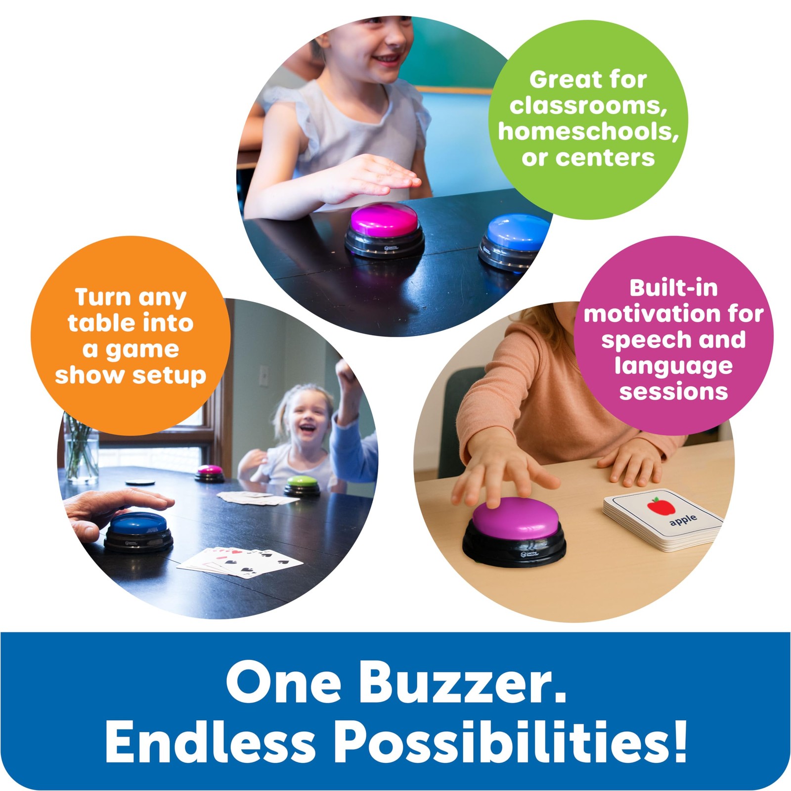 Learning Resources Answer Buzzers – Classroom Must set of 4, Multi-color