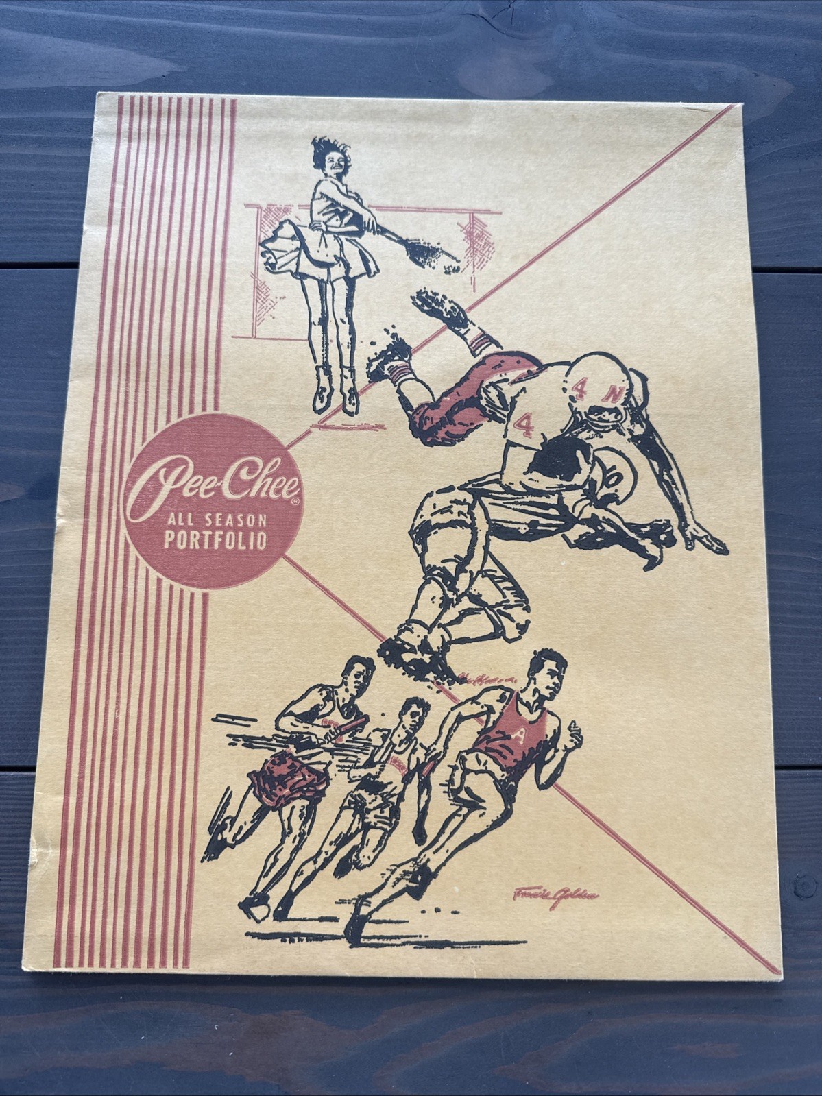Pee-chee Folder Vintage 60s 70s Sports Classic Orange School